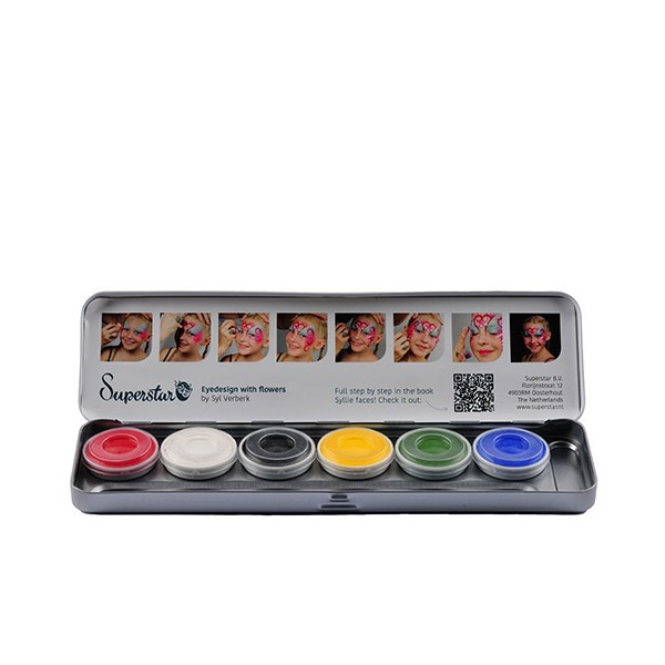 Paleta de Maquillaje al Agua Colores Básicos 6 Colores de 5 Gramos de Superstar