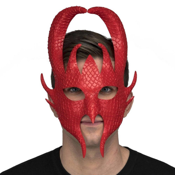 Máscara de color Rojo con Cuernos para Adulto