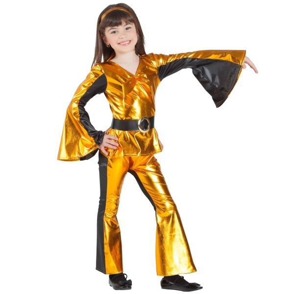  Disfraz de Disco de color Oro Infantil