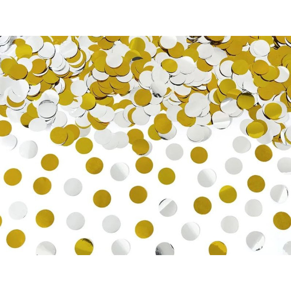 Cañón de Confeti de Círculos de color Plata y Oro de 60 Centímetros