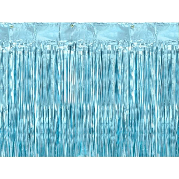 Cortina de Flecos de color Azul Metalizado de 90 x 250 Centímetros