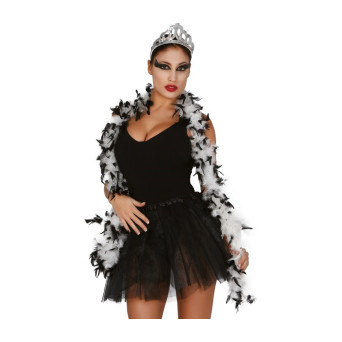 Boa de Plumas de color Blanco y Negro de 1,80 Metros y 40 Gramos