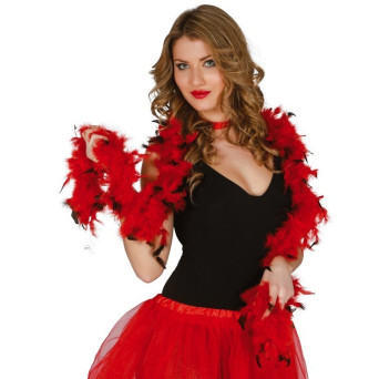 Boa de Plumas de color Rojo y Negro de 1,80 Metros de 40 Gramos