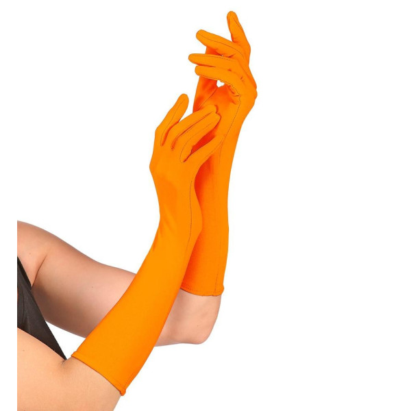 Guantes de color Naranja Neón de 40 Centímetros para Adulto