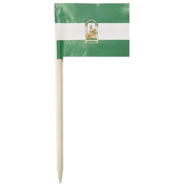 Palillo de Tapas Bandera de Andalucía con Escudo 25 Unidades