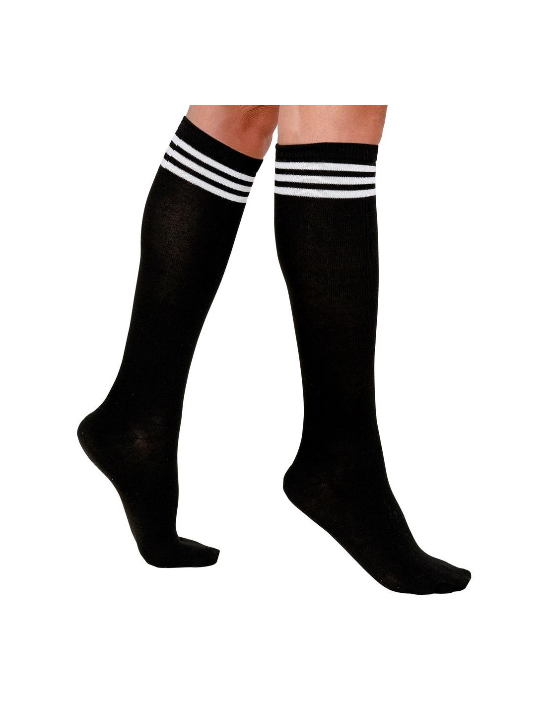 5 pares medio tubo deportivo Calcetines : 2 pares negro & blanco de rayas  Calcetines , 2 pares negro Calcetines , 1 par blanco Calcetines con negro  rayas, Moda de Mujer