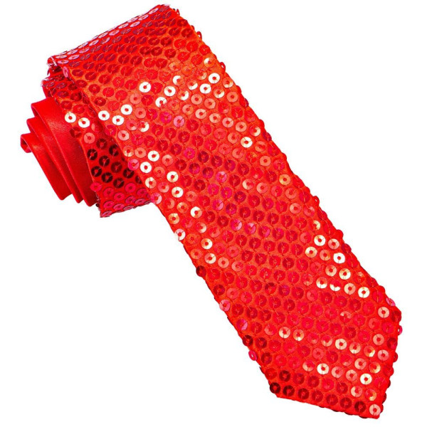 Corbata de color Rojo con Lentejuelas para Adulto