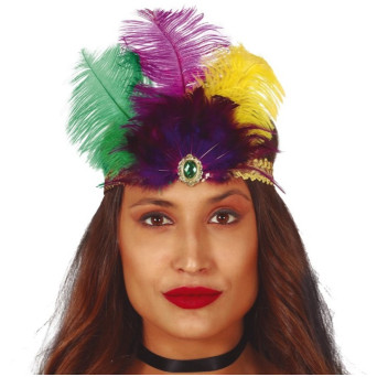 Cinta de Lentejuelas de color Oro con Plumas