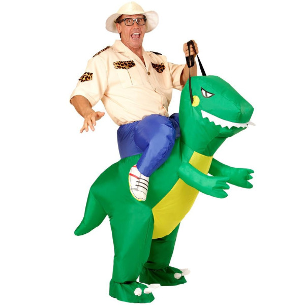 Disfraz de Explorador Montado en Dinosaurio Hinchable para Adulto