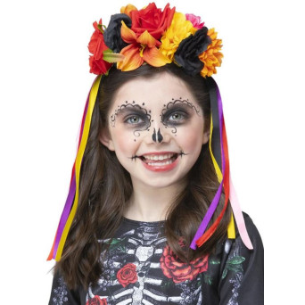 Diadema de Rosas del Día de los Muertos Mexicano Infantil