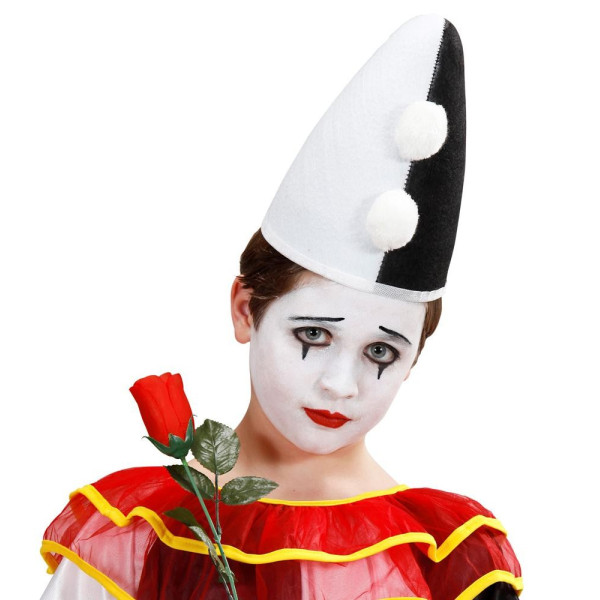 Sombrero de Payaso Pierrot de color Blanco y Negro Infantil