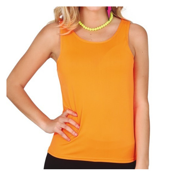 Camiseta de Tirantes de color Naranja Neón para Adulto