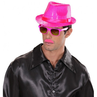 Bigote Rosa Neón para Adulto