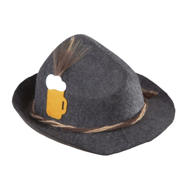 Sombrero de Bávaro con Caña de Cerveza y Plumas para Adulto