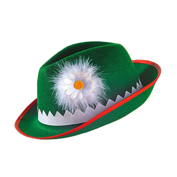Sombrero de Tirolés con Edelweiss y Plumas para Adulto