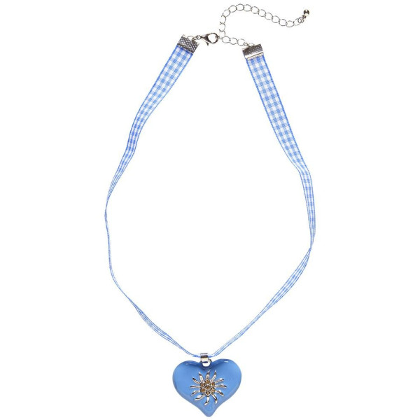 Collar de Corazón Azul con Edelweiss Strass para Adulto
