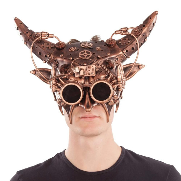 Máscara de Steampunk con Cuernos de color Cobre para Adulto