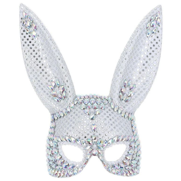 Máscara de Conejo Fever Deluxe de color Plata con Lentejuelas para Adulto