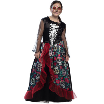 Disfraz de Esqueleto Rosa del Día de los Muertos Mexicano Infantil