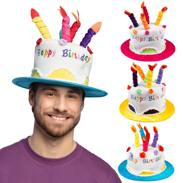 Gorro de Tarta de Crema Happy Birthday Varios Colores para Adulto