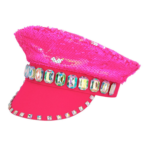 Gorra de Sandy Candy de color Rosa Hot con Lentejuelas Reversibles para Adulto