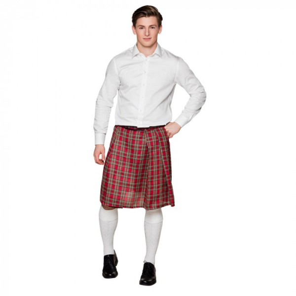 Falda de Escocés Mr. Tartán de color Rojo para Adulto
