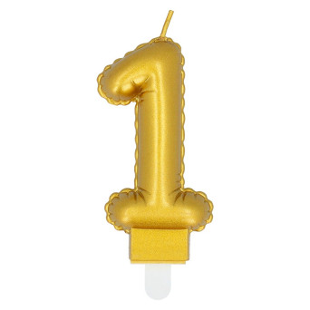 Vela de Cumpleaños Número 1 de 10 Centímetros de color Oro con Purpurina