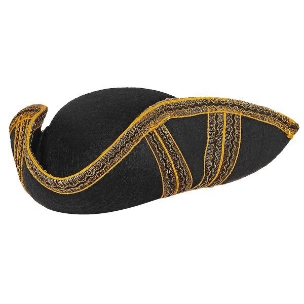 Sombrero de Pirata de color Negro con acabados Dorados para Adulto