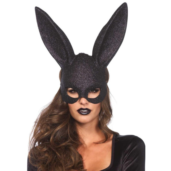 Máscara de Conejo de color Negro con Purpurina para Adulto