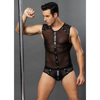 Body de Macho Man de color Negro para Adulto