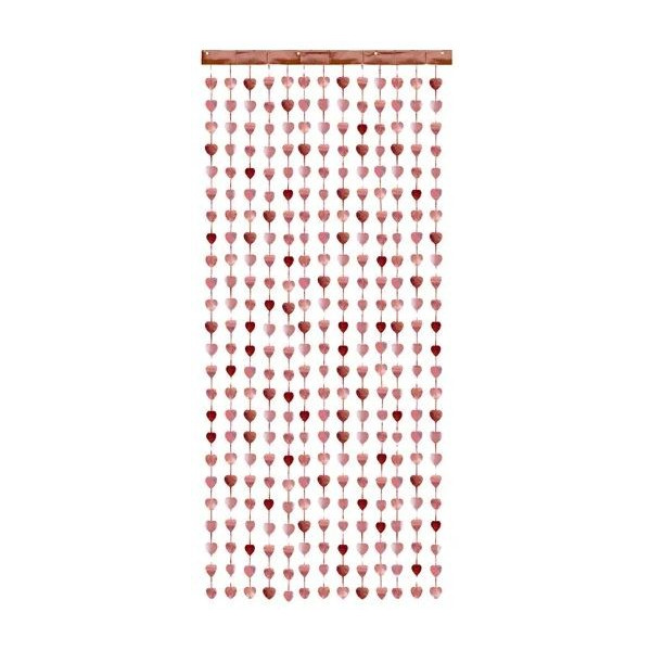 Cortina de Corazón de 100 x 245 Centímetros de color Oro Rosa