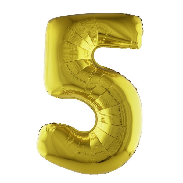 Globo Foil de Número 5 de 80 Centímetros de color Oro