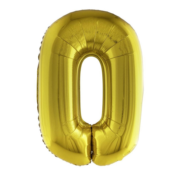 Globo Foil de Número 0 de 80 Centímetros de color Oro