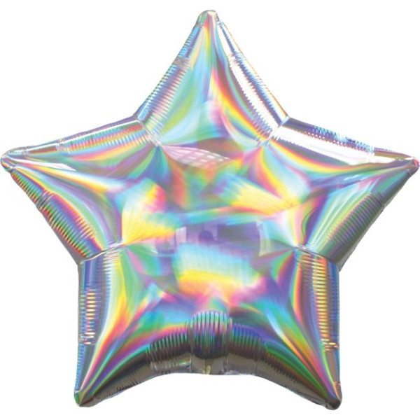 Globo Foil de Estrella Iridiscente de 45 Centímetros de color Plata