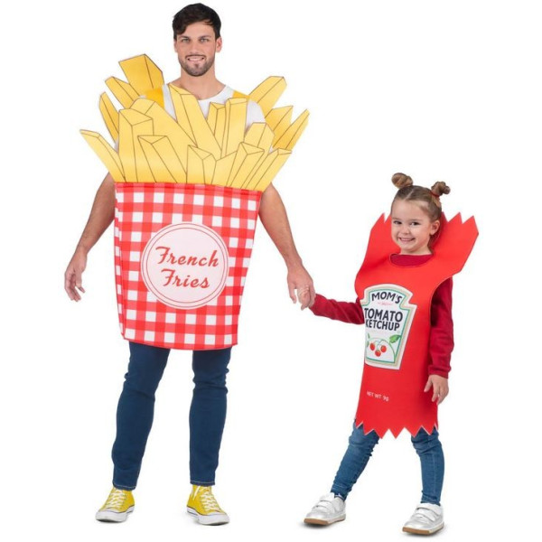 Disfraz de Patatas Fritas y Ketchup para Adulto