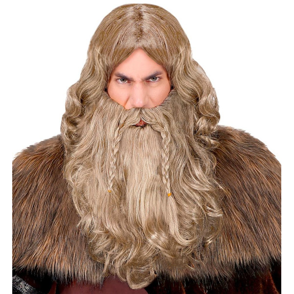 Peluca de Vikingo con Barba y Bigote para Adulto