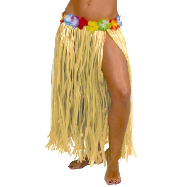 Falda Hawaiana de color Paja de 75 Centímetros para Adulto