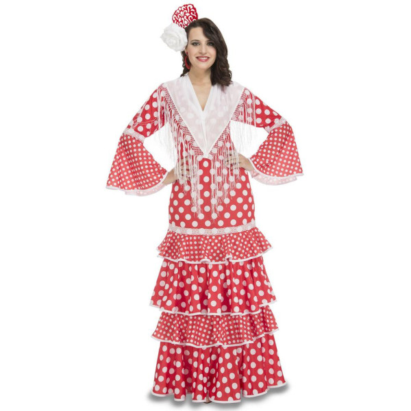 Disfraz de Flamenca Sevillana de color Rojo para Adulto