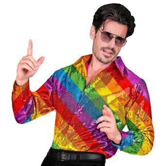Camisa de Rainbow con Lentejuelas para Adulto