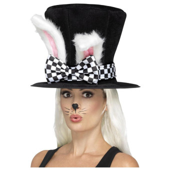 Sombrero de Copa de Conejo de Marzo con Orejas para Adulto