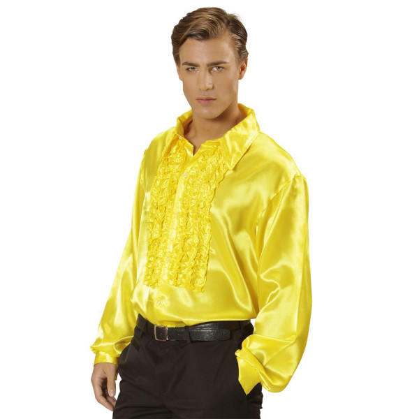 Camisa con Volantes en Raso de color Amarillo para Adulto
