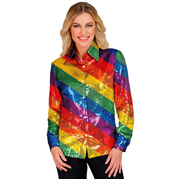  Camisa de Rainbow con Lentejuelas para Adulto