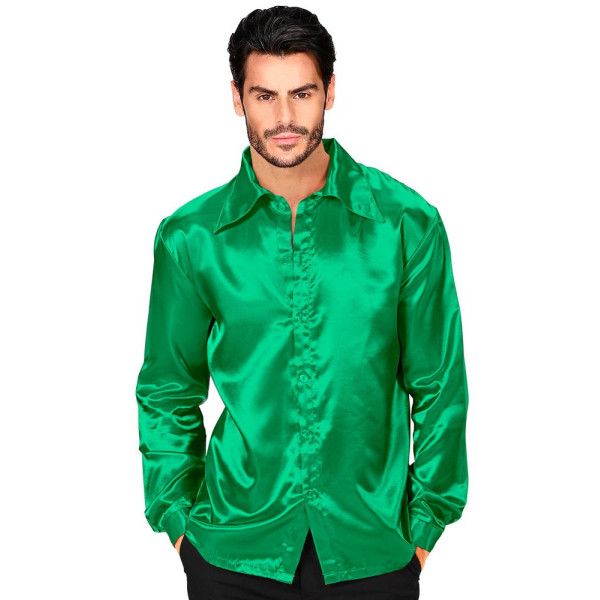 Camisa de Disco de los años 70´s de color Verde para Adulto