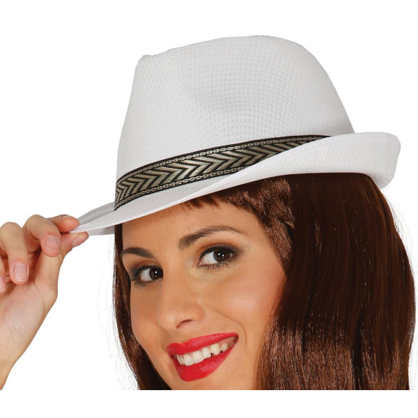 Sombrero de Gangster de color Blanco para Adulto