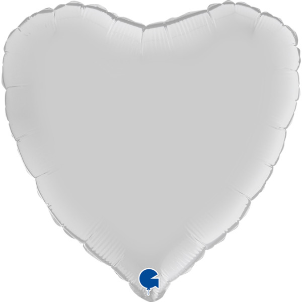 Globo Foil de Corazón de 45 Centímetros de color Blanco Satinado