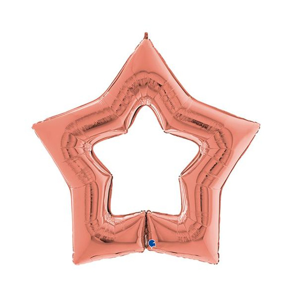 Globo Foil de Estrella figura abierta de 120 Centímetros de color Oro Rosa