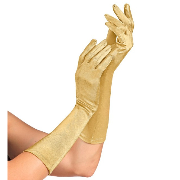 Guantes de Elastano Satén de color Oro de 40 Centímetros para Adulto