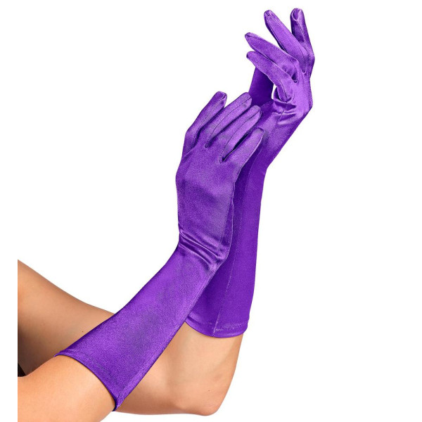 Guantes de Elastano Satén de color Violeta de 40 Centímetros para Adulto