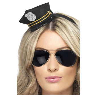 Mini Gorra de Policía de color Negro para Adulto