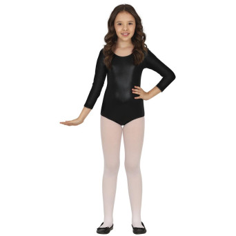 Body de color Negro Brillante con Manga Larga Infantil